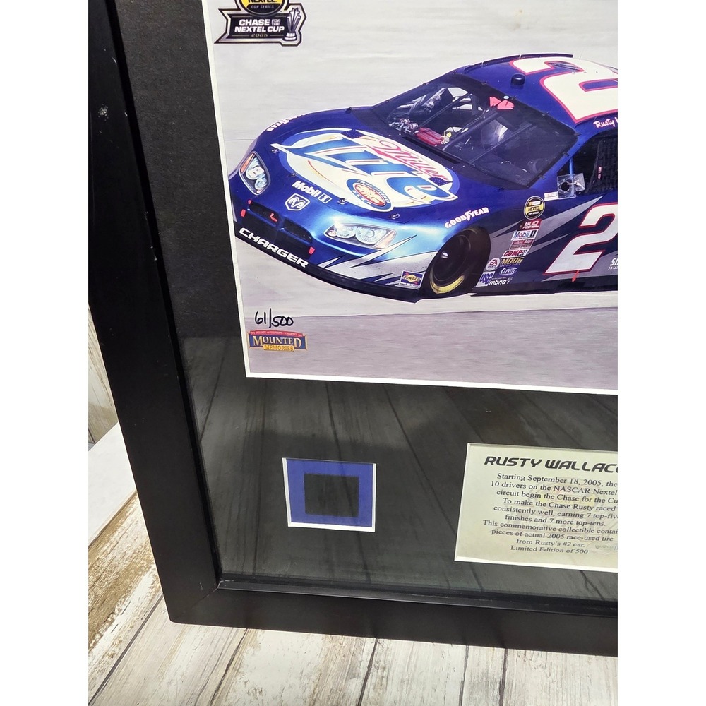 Rusty Wallace 2005 NASCAR Race Used Tire Relic Framed Limited Edition 61/500 - Picture 12 of 14